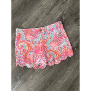Lilly Pulitzer The Buttercup Short "Too Much Bubbly" Pink Fish Print Size 00